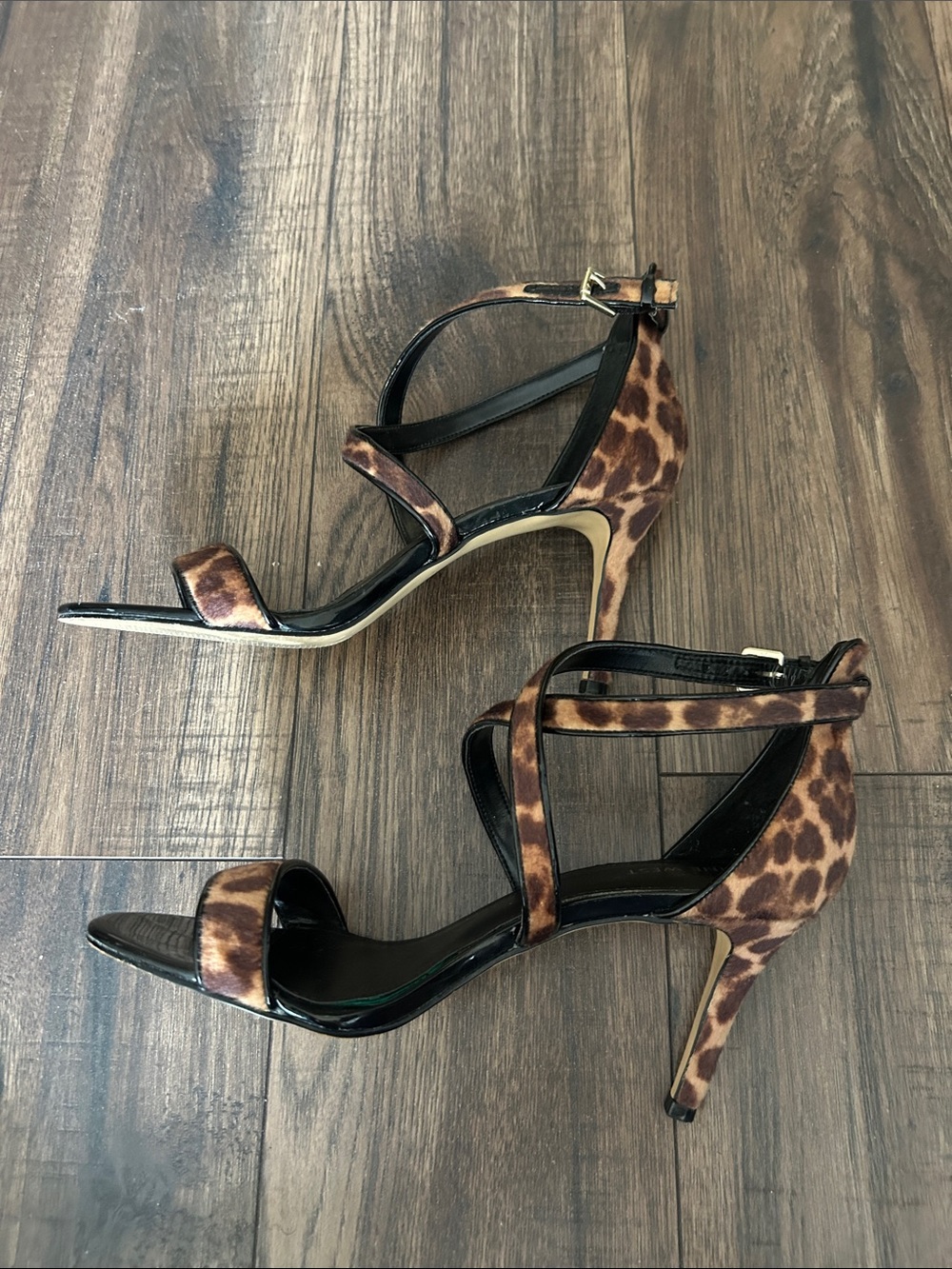 Nine West Mydebut Women’s 11 Leopard Calf Hair Strappy Stiletto Heels - Picture 8 of 9